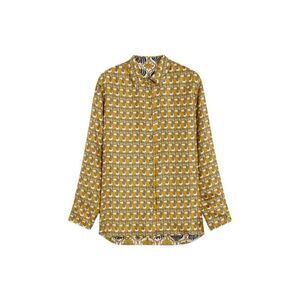 S MAX MARA Women's Patterned Long Sleeve Collared Blouse Women MUSTARD Shirts